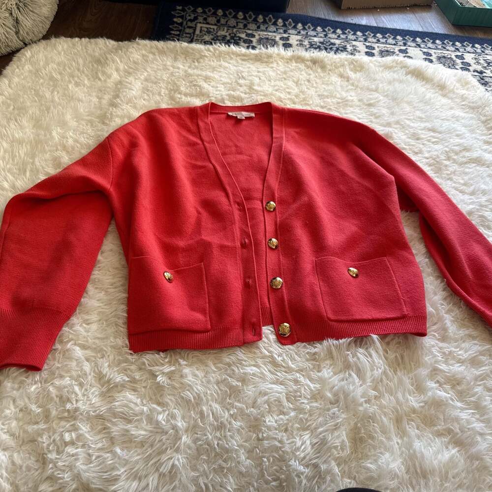 Philosophy Coral Knit Cardigan with Gold Buttons Large